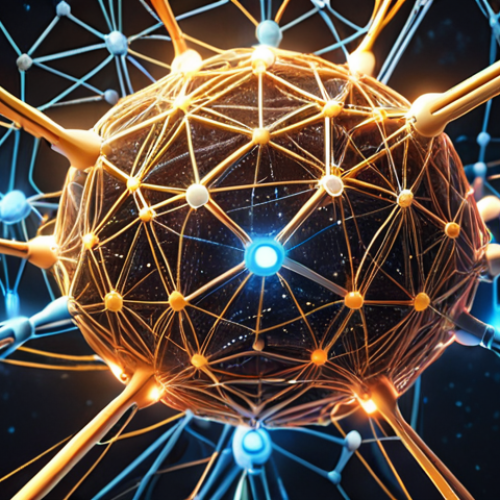 Home 4 **A dynamic network of interconnected nodes representing knowledge sharing within a company, illuminated by artificial intelligence, highlighting collaboration and digital transformation.** *(Focus: Collaboration, AI, Digital Transformation)*