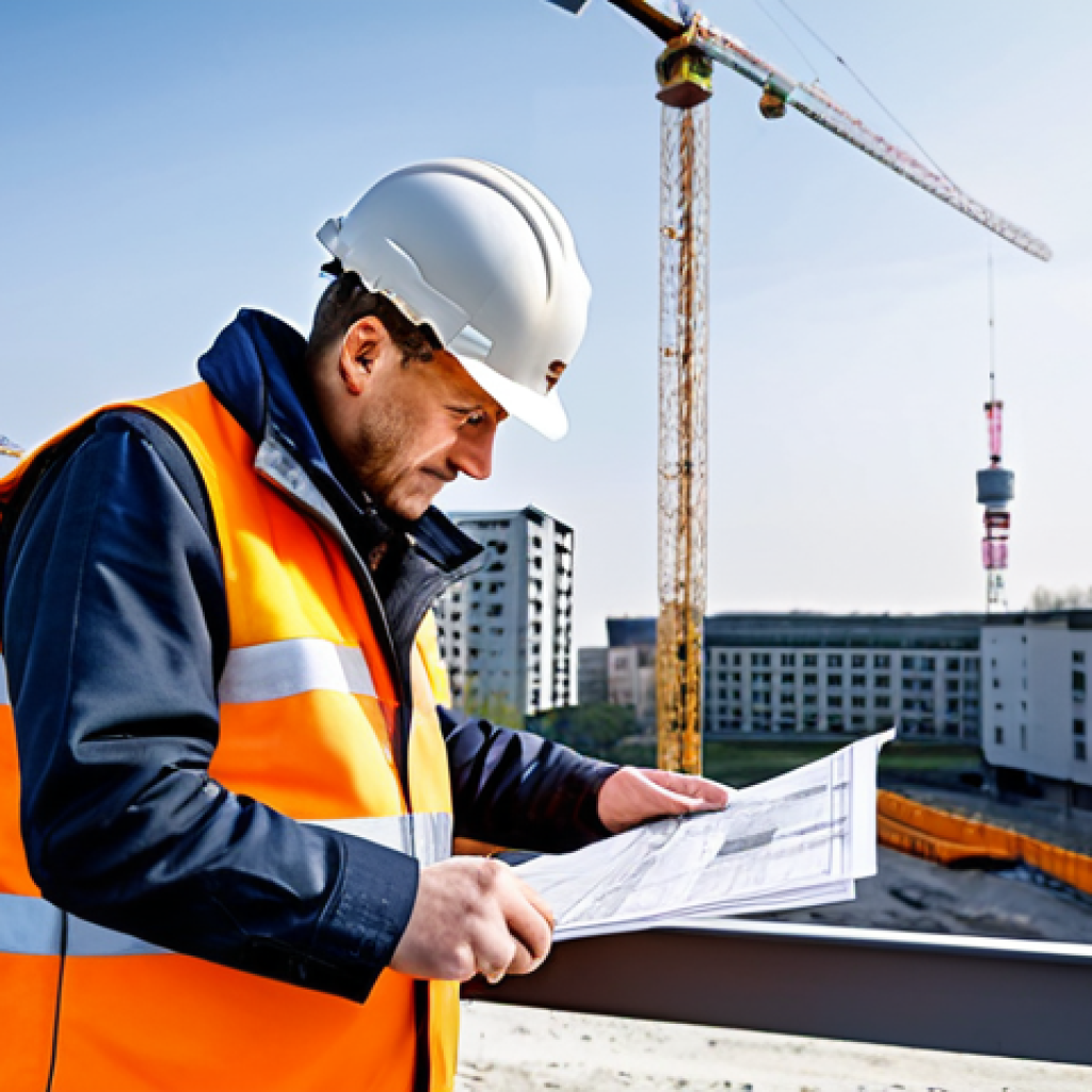 **
"A professional architect, fully clothed in a stylish yet modest outfit suitable for a construction site visit (think durable pants, practical boots, and a weather-appropriate jacket), inspecting blueprints on a modern building site in Berlin, Germany. Construction cranes are visible in the background. Safe for work, appropriate content, professional, perfect anatomy, correct proportions, well-formed hands, proper finger count, natural pose, high quality."
**