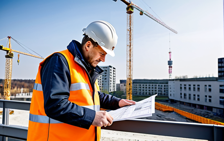 **
"A professional architect, fully clothed in a stylish yet modest outfit suitable for a construction site visit (think durable pants, practical boots, and a weather-appropriate jacket), inspecting blueprints on a modern building site in Berlin, Germany. Construction cranes are visible in the background. Safe for work, appropriate content, professional, perfect anatomy, correct proportions, well-formed hands, proper finger count, natural pose, high quality."
**