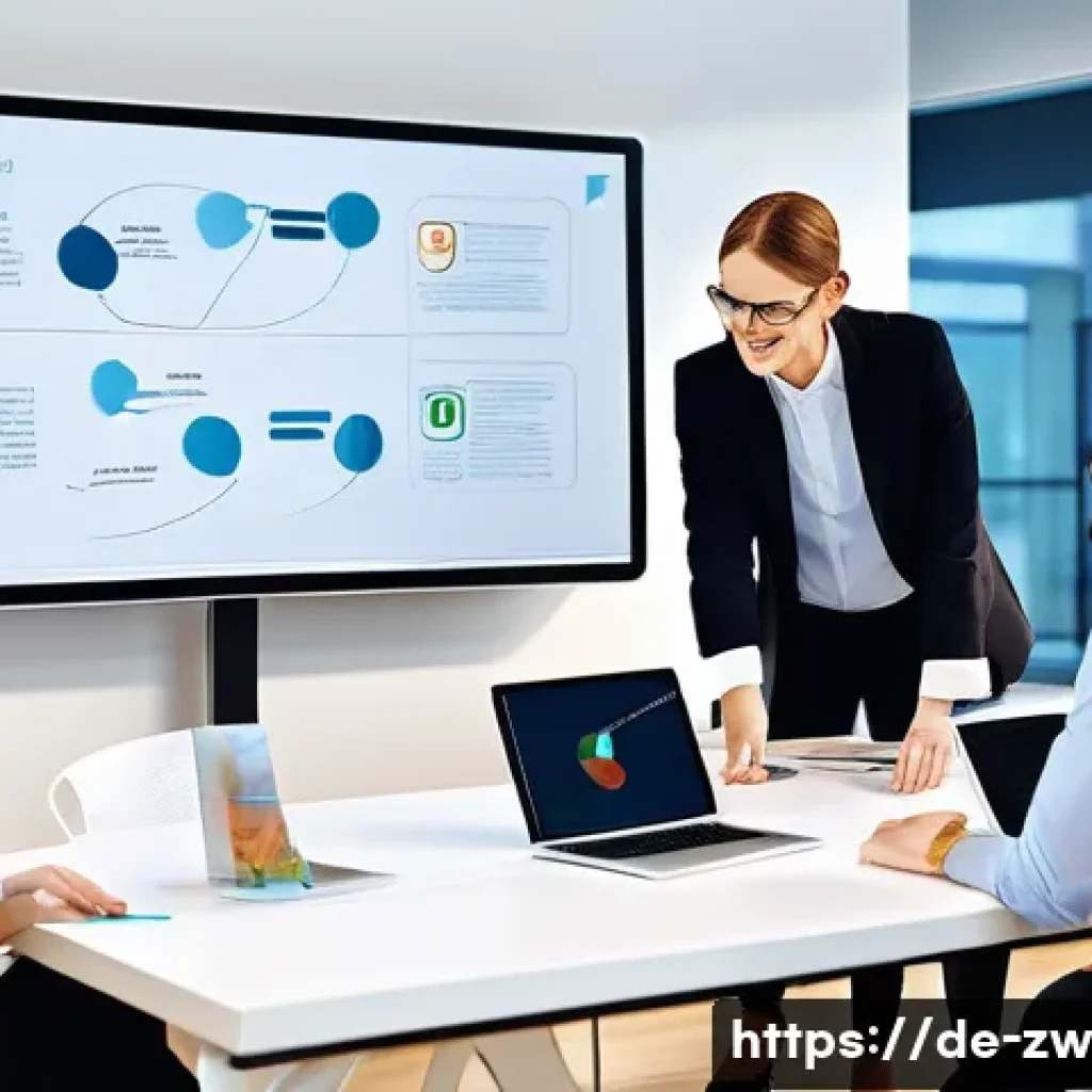 조직 문화를 바꾸는 지식 관리 - **Prompt: Collaborative Knowledge Exchange in a Modern Office**
A group of diverse professionals...