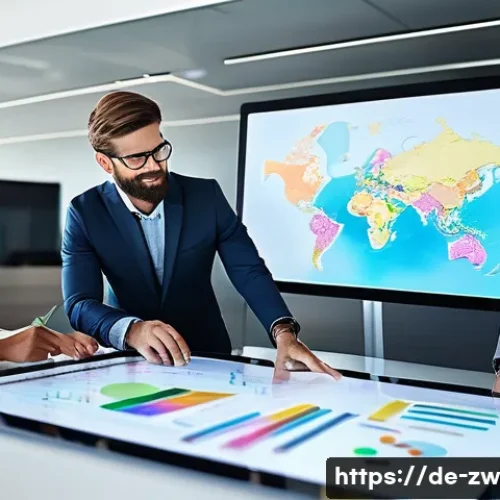Home 31 지식 구조화 시스템의 통합적 접근 - A modern office scene showing a diverse team of professionals collaborating around a large digital t...